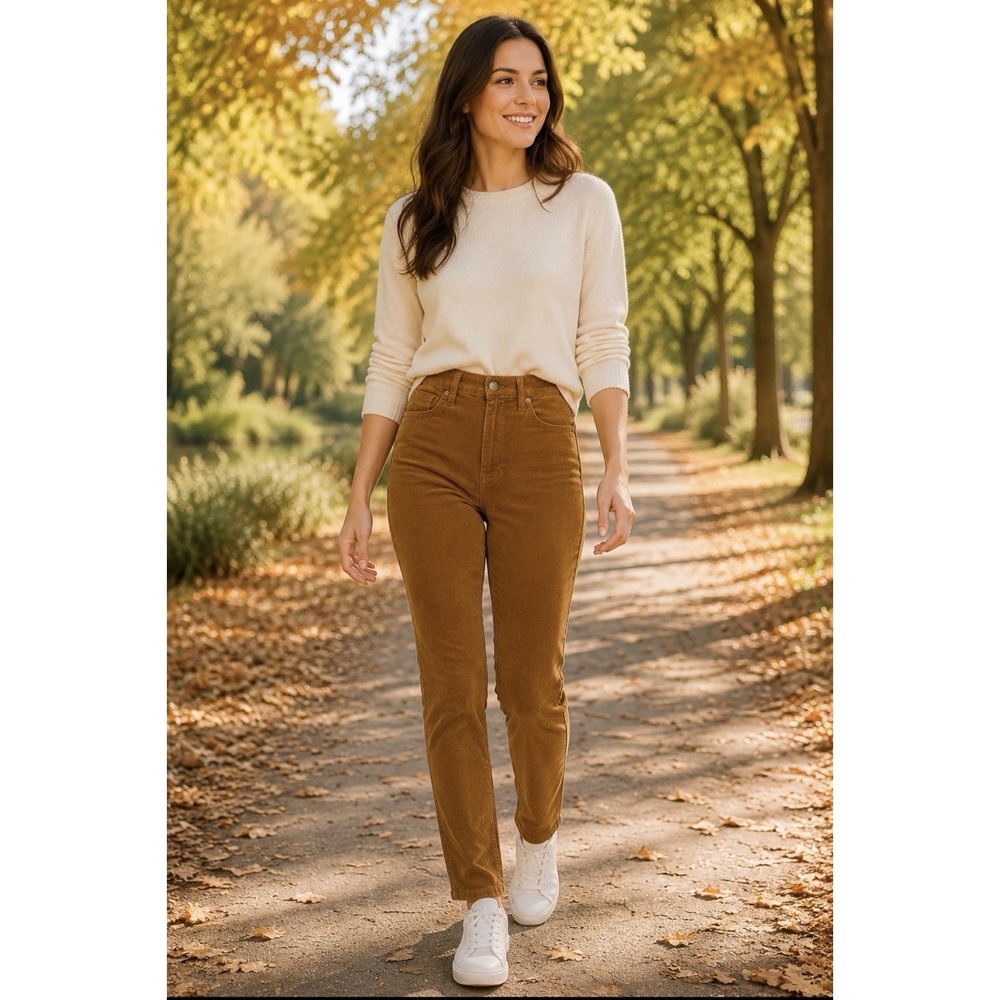Women's GAP Vintage Slim High Rise Brown Corduroy Pants Size 27 4L NICE